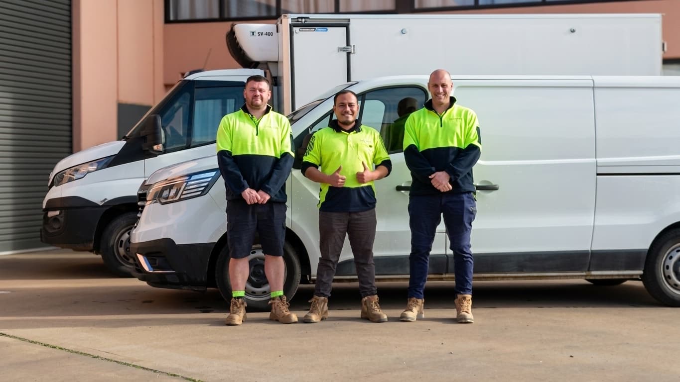 The QuikVend team with their service vans in Griffith