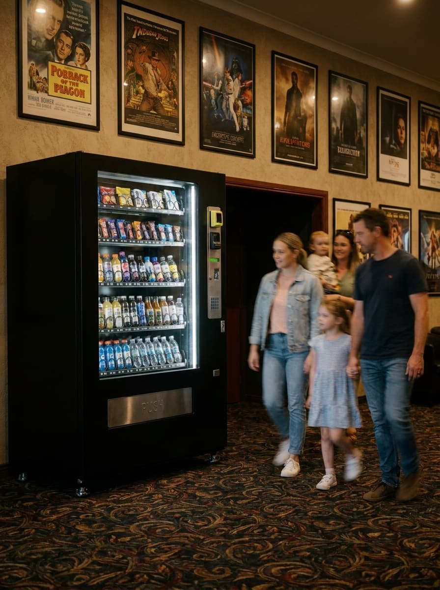 A QuikVend machine placed in a cinemas venue
