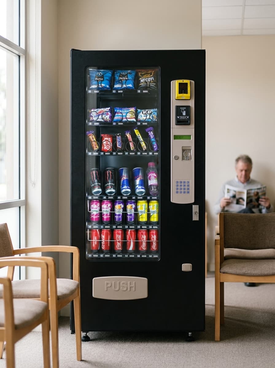A QuikVend machine placed in a waiting rooms venue
